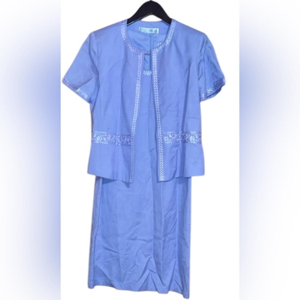 •JESSICA HOWARD•ELEGANT LAVENDER 2-PIECE LINEN/RAYON DRESS SET SIZE 4 PETITE